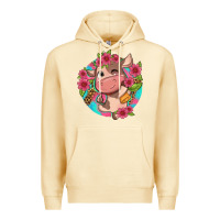 Pina Colada cute cow pink flowers and leopard pattern Premium Hoodie - NancyCooperArtShop