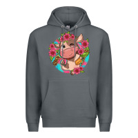 Rock cute cow pink flowers and leopard pattern Premium Hoodie - NancyCooperArtShop