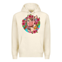 Tofu cute cow pink flowers and leopard pattern Premium Hoodie - NancyCooperArtShop