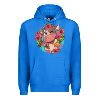 True Royal cute cow pink flowers and leopard pattern Premium Hoodie - NancyCooperArtShop