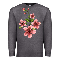 Charcoal Heather pink flowers hibiscus Premium Sweatshirt - Jasminsmagicworld