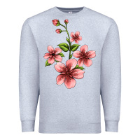 Heather Grey pink flowers hibiscus Premium Sweatshirt - Jasminsmagicworld