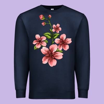 Pink Flowers Hibiscus Premium Sweatshirt Designed By Jasminsmagicworld