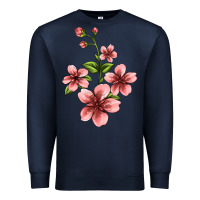 Navy pink flowers hibiscus Premium Sweatshirt - Jasminsmagicworld