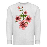 Oatmeal Heather pink flowers hibiscus Premium Sweatshirt - Jasminsmagicworld