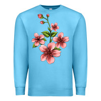 Ocean Blue pink flowers hibiscus Premium Sweatshirt - Jasminsmagicworld