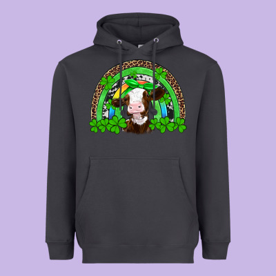 St Patricks Cow Rainbow Heavyweight Hoodie Designed By Artiststas