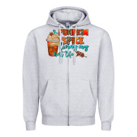 Heather Grey pumpkin spice living my best life Zipper Hoodie - AdoDesignShop