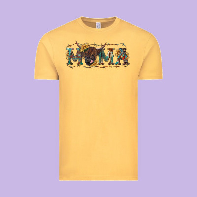Vintage Tee Mama with highland cow