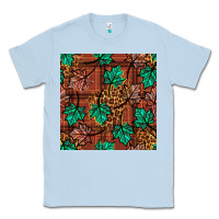 Dusty Blue fall leaves seamless pattern Classic Tee - BundleAndBundleShop