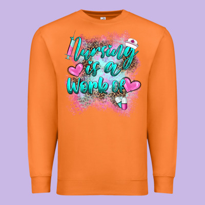 Nursing Is A Work Of Premium Sweatshirt Designed By Barkaloodesign