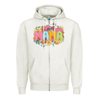 Oatmeal Heather floral mama Zipper Hoodie - JahusDesignShop