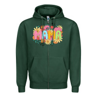 Sports Green floral mama Zipper Hoodie - JahusDesignShop