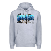 Heather Grey barber life Premium Hoodie - NancyCooperArtShop