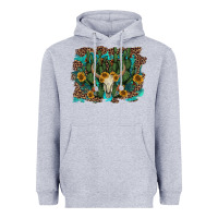 Heather Grey leopard bull skull cactus sunflowers Heavyweight Hoodie - AdoDesignShop