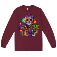 Burgundy day of the dead mexico Long Sleeve Tee - CTS Tumbler Store