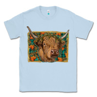 Dusty Blue highland cow fall Classic Tee - RanaPortraitStore