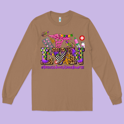 Mardi Gras  Lvn Licensed Vocational Nurse Long Sleeve Tee Designed By Adodesignshop