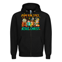 Black pumpkin spıce jesus christ coffee cups Zipper Hoodie - AdoDesignShop