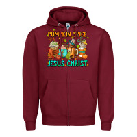 Burgundy pumpkin spıce jesus christ coffee cups Zipper Hoodie - AdoDesignShop