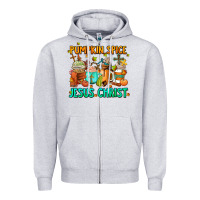 Heather Grey pumpkin spıce jesus christ coffee cups Zipper Hoodie - AdoDesignShop