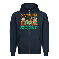 Navy pumpkin spıce jesus christ coffee cups Zipper Hoodie - AdoDesignShop