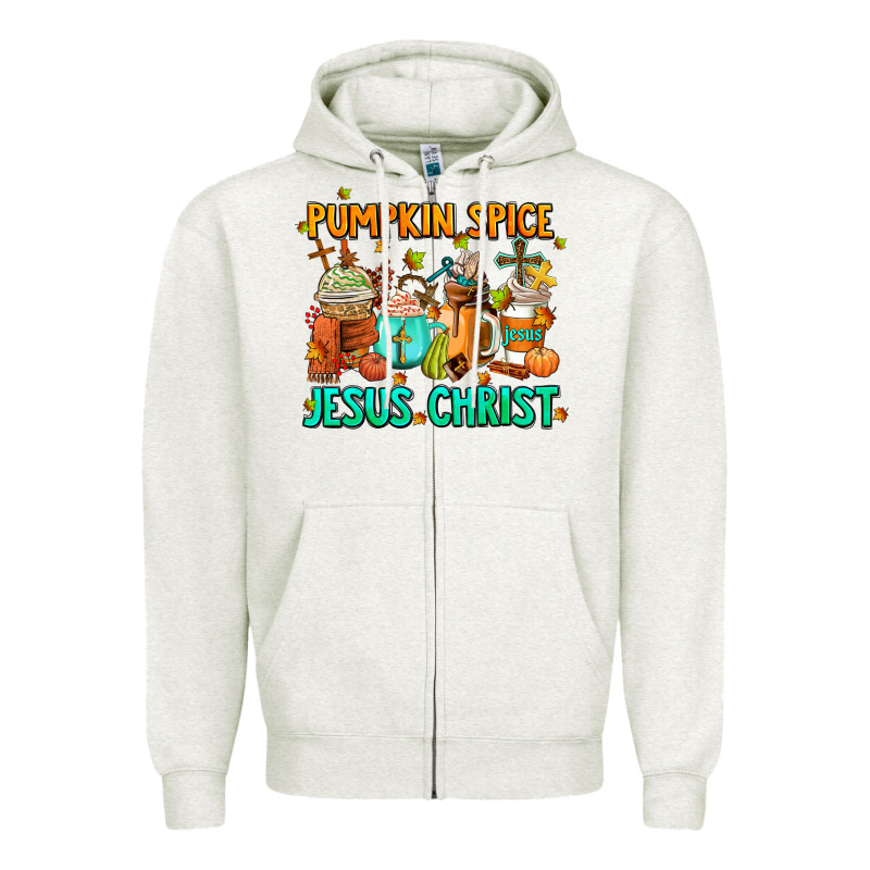 Pumpkin Spıce Jesus Christ Coffee Cups Zipper Hoodie by AdoDesignShop | Teevron