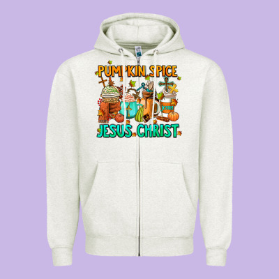Pumpkin Spıce Jesus Christ Coffee Cups Zipper Hoodie Designed By Adodesignshop