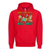 Red pumpkin spıce jesus christ coffee cups Zipper Hoodie - AdoDesignShop