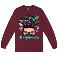 Burgundy small business messy bun Long Sleeve Tee - Zillion Design Studio