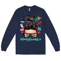 Navy small business messy bun Long Sleeve Tee - Zillion Design Studio