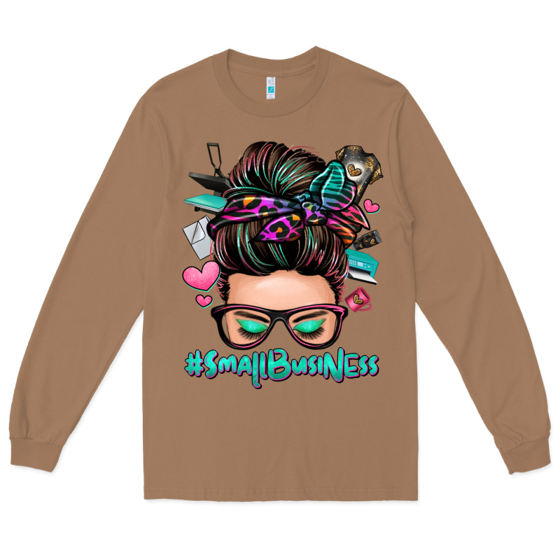 Small Business Messy Bun Long Sleeve Tee by Zillion Design Studio | Teevron