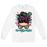 White small business messy bun Long Sleeve Tee - Zillion Design Studio