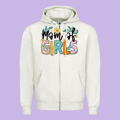 Mom Of Girls Zipper Hoodie Designed By Jahusdesignshop