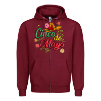 Burgundy cinco de mayo Zipper Hoodie - JahusDesignShop