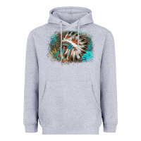 Heather Grey indian headress sunflower leopard Heavyweight Hoodie - AdoDesignShop