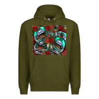 Army Green floral american football  helmet Premium Hoodie - NancyCooperArtShop