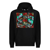 Black floral american football  helmet Premium Hoodie - NancyCooperArtShop
