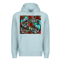 Blue Mist floral american football  helmet Premium Hoodie - NancyCooperArtShop