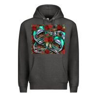 Charcoal Heather floral american football  helmet Premium Hoodie - NancyCooperArtShop