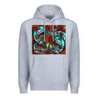 Heather Grey floral american football  helmet Premium Hoodie - NancyCooperArtShop