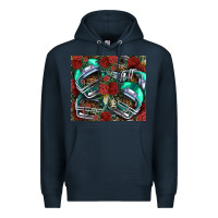 Navy floral american football  helmet Premium Hoodie - NancyCooperArtShop