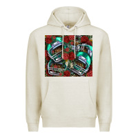 Oatmeal Heather floral american football  helmet Premium Hoodie - NancyCooperArtShop