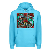 Ocean Blue floral american football  helmet Premium Hoodie - NancyCooperArtShop