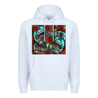 White floral american football  helmet Premium Hoodie - NancyCooperArtShop
