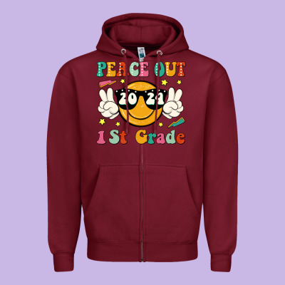Peace Out 2024 1st Grade Zipper Hoodie Designed By Jahusdesignshop