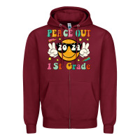 Burgundy peace out 2024 1st grade Zipper Hoodie - JahusDesignShop