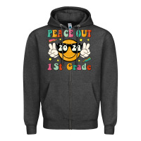 Charcoal Heather peace out 2024 1st grade Zipper Hoodie - JahusDesignShop