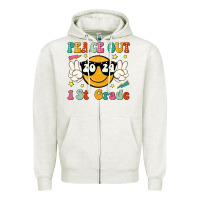 Oatmeal Heather peace out 2024 1st grade Zipper Hoodie - JahusDesignShop