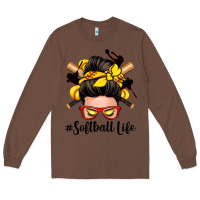 Chestnut softball life messy bun Long Sleeve Tee - Zillion Design Studio